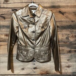 Cache Metallic Leather Jacket